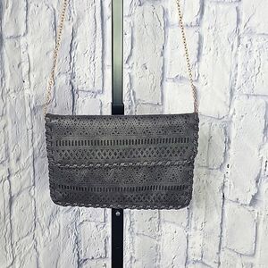 AM FOREVER Black Boho‎ Laser Cut Envelope Crossbody Bag